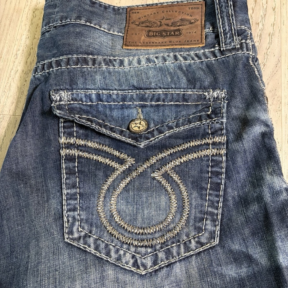 Big‎ Star Mens Orion Straight LegJeans Limited Vtg Buckle Size 40R Distressed - Picture 2 of 14